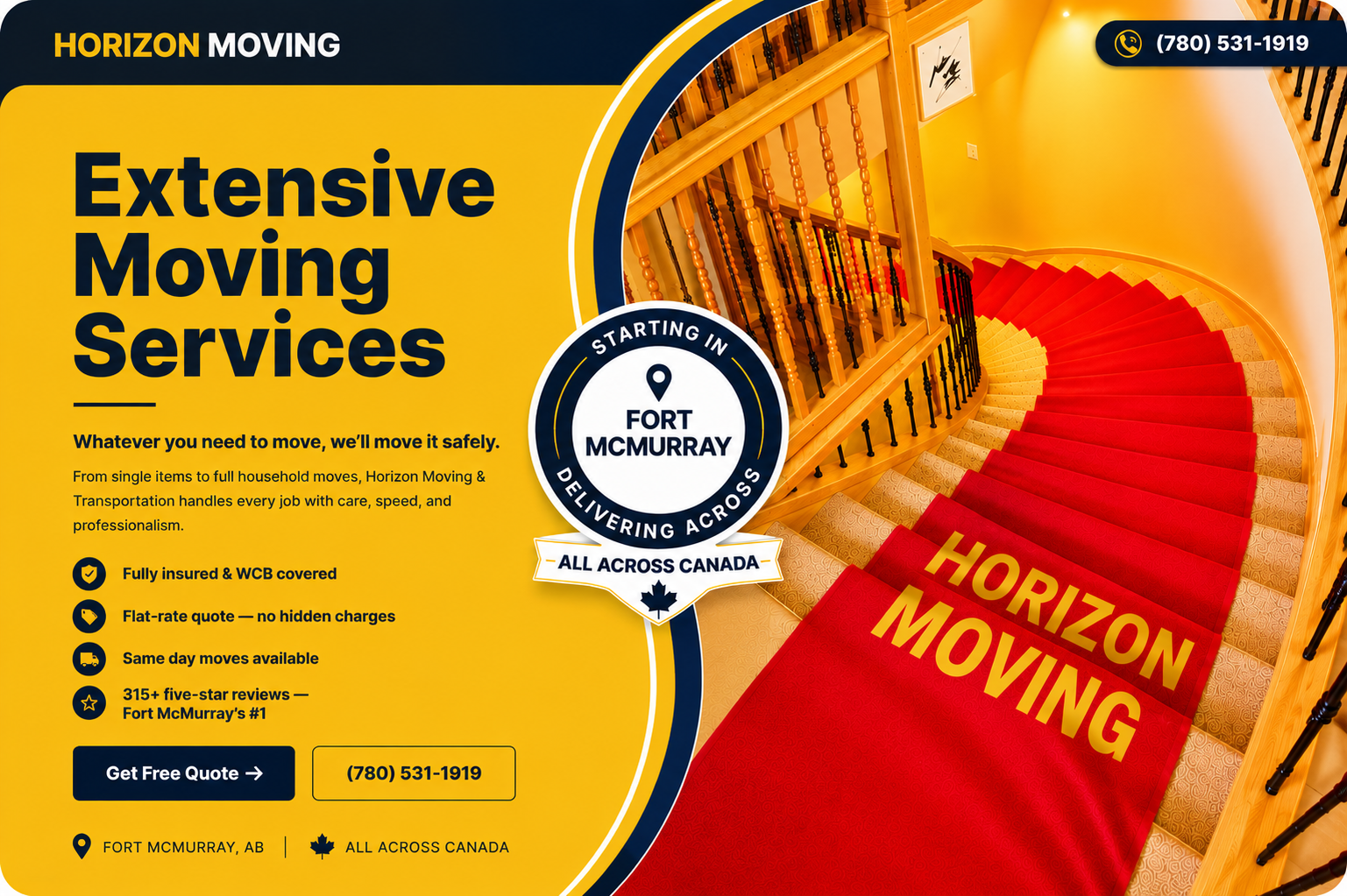 Extensive Moving Services by Horizon Moving in Fort McMurray, delivering all across Canada